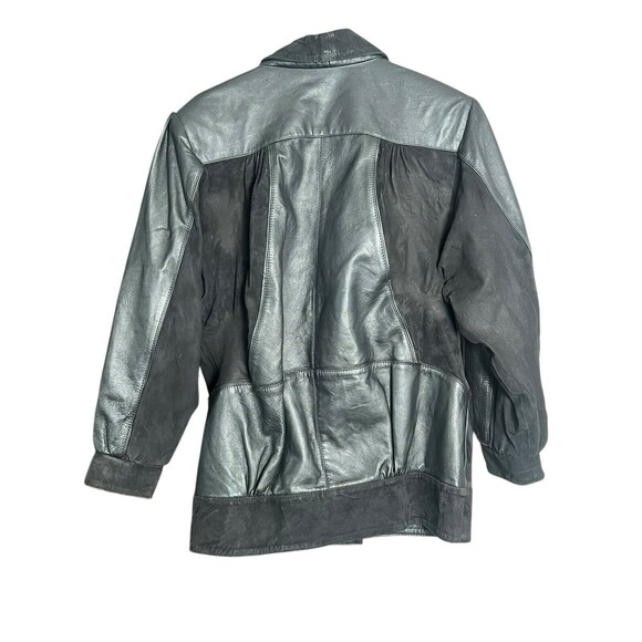 Vintage Black Suede Leather Bomber Jacket Made In India Embroidered Bohemian - Picture 10 of 15